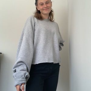 medium light grey cropped crew neck